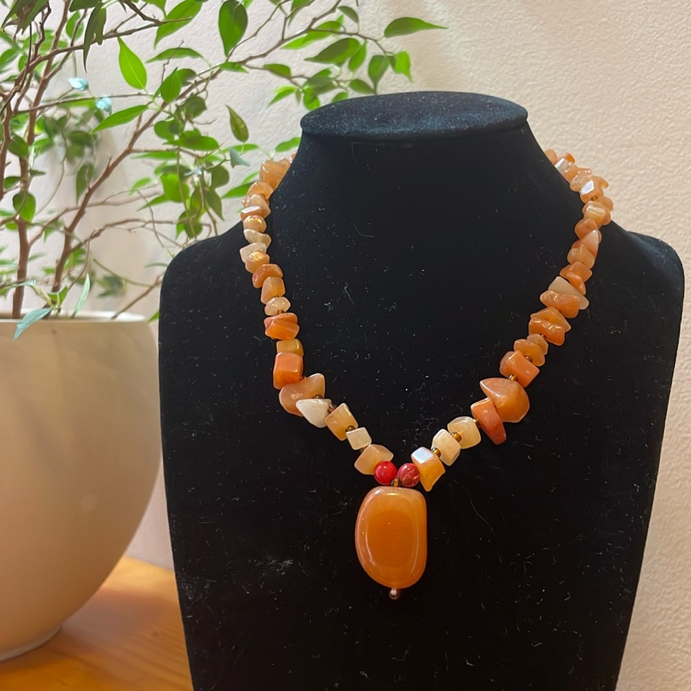 Vintage Orange Honey Stone Necklace